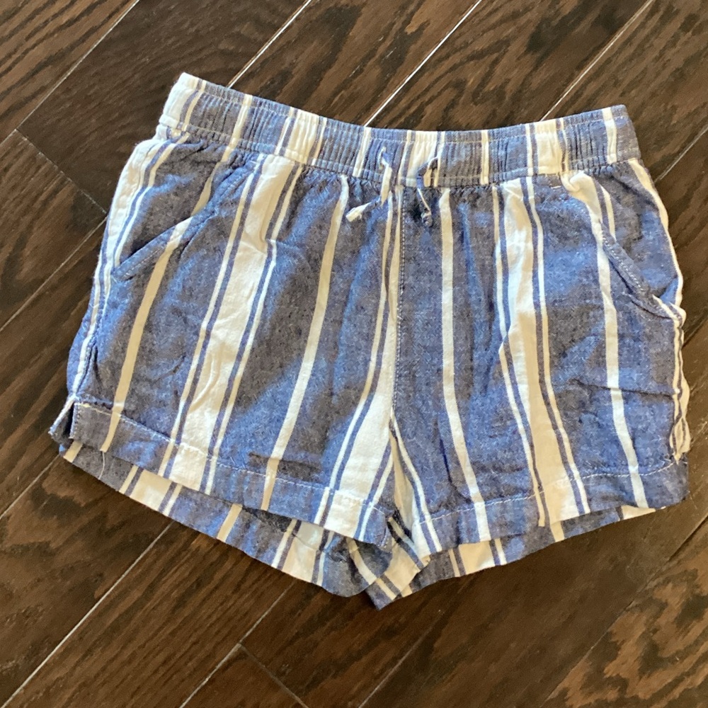 Blue and White Striped Girls Shorts